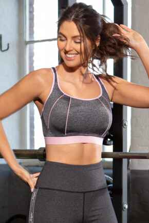 Energy Spirit Underwired Lightly Padded Cross Back Sports Bra - Grey/Pink