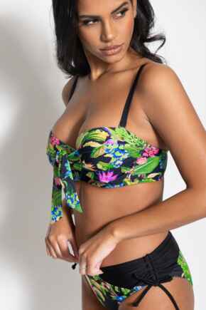 St Lucia Strapless Padded Underwired Multiway Bikini Top - Tropical