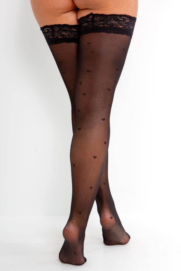 Decadence Love Heart Lace Top 15 Denier Hold Up 
