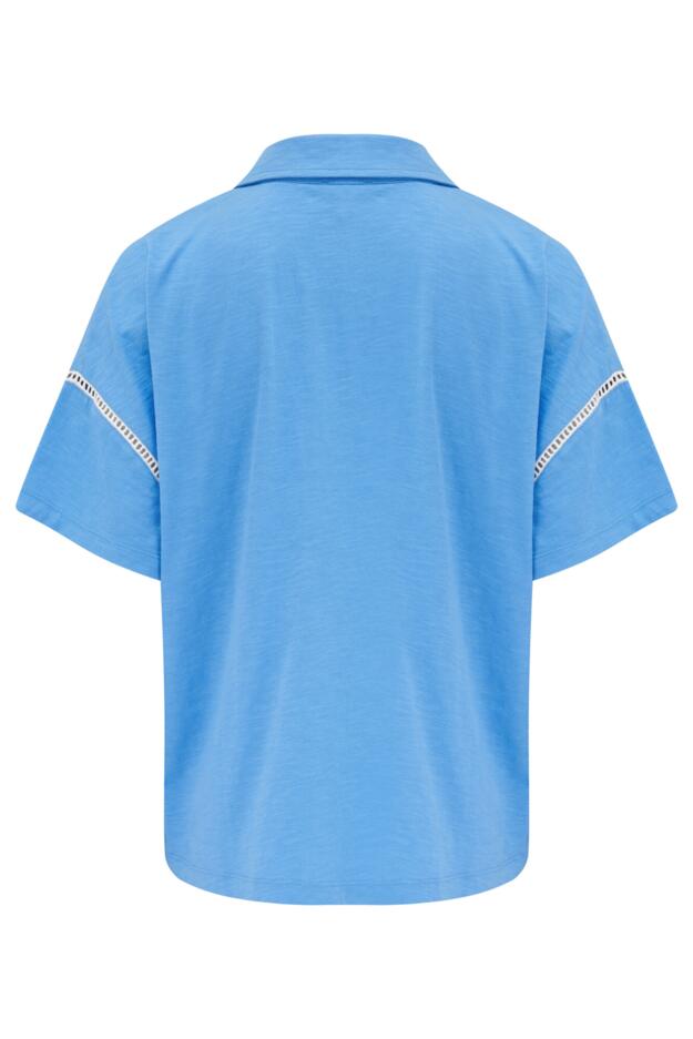 Cotton Jersey Embroidered Revere Collar Shirt and Short Set