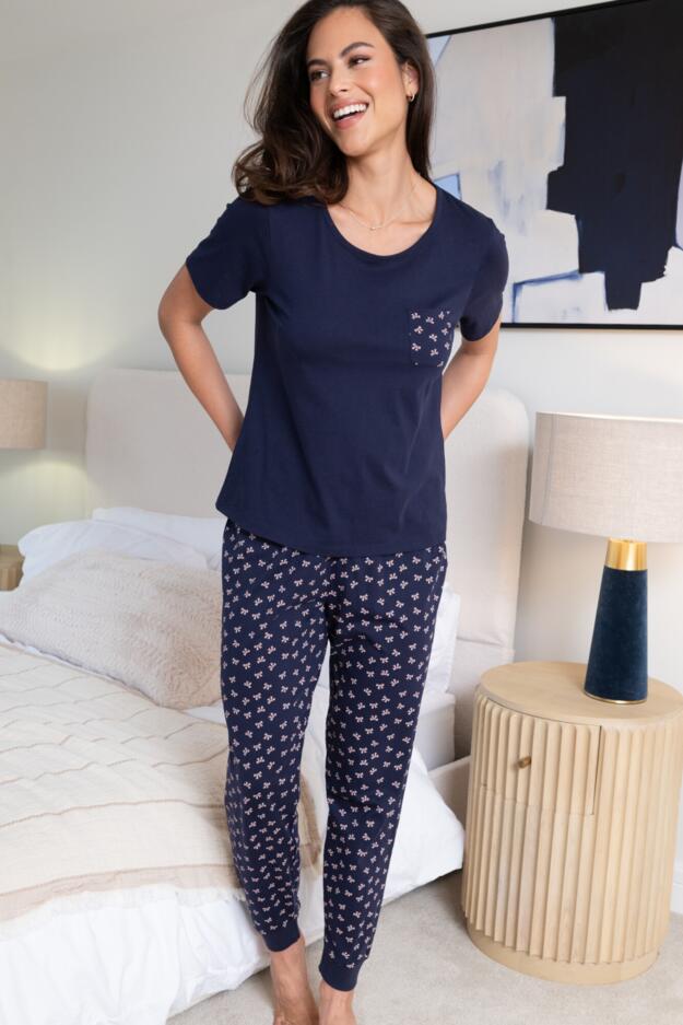 Cotton Jersey Bow Short Sleeve Pyjama Set