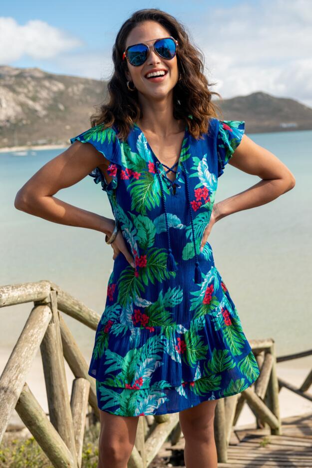 Crinkle Frill Swing Beach Dress