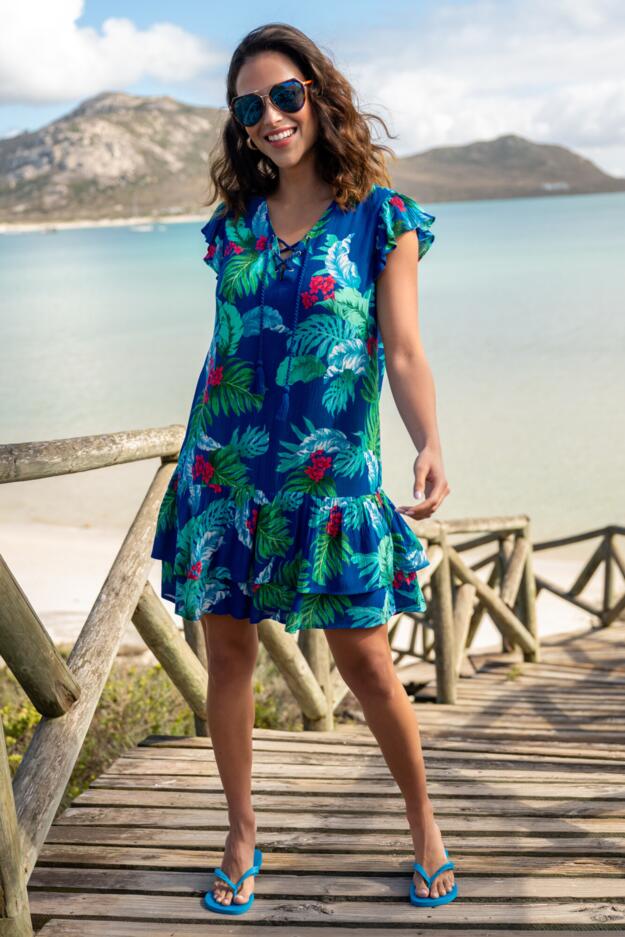 Crinkle Frill Swing Beach Dress