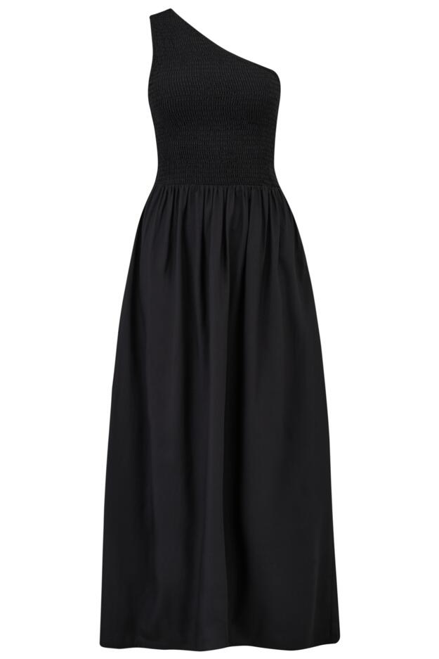 One Shoulder Shirred Bodice Maxi Dress